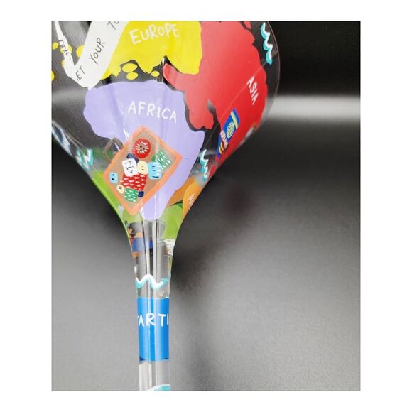 Travel-tini‎ Martini Glass by Lolita Recipe on Bottom Hand-painted Traveler - Picture 8 of 10